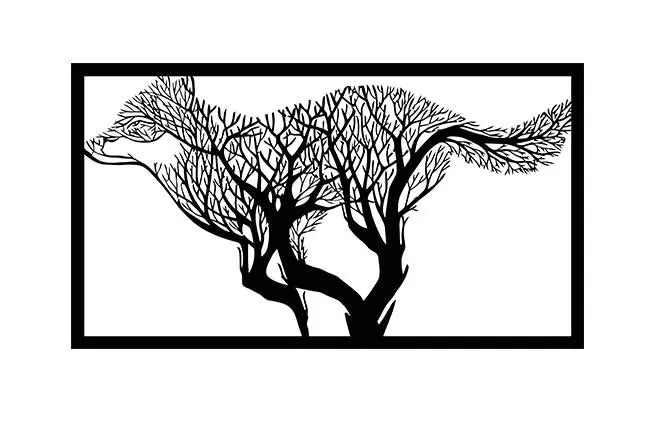 Loup arbre de vie en métal noir 123spa
