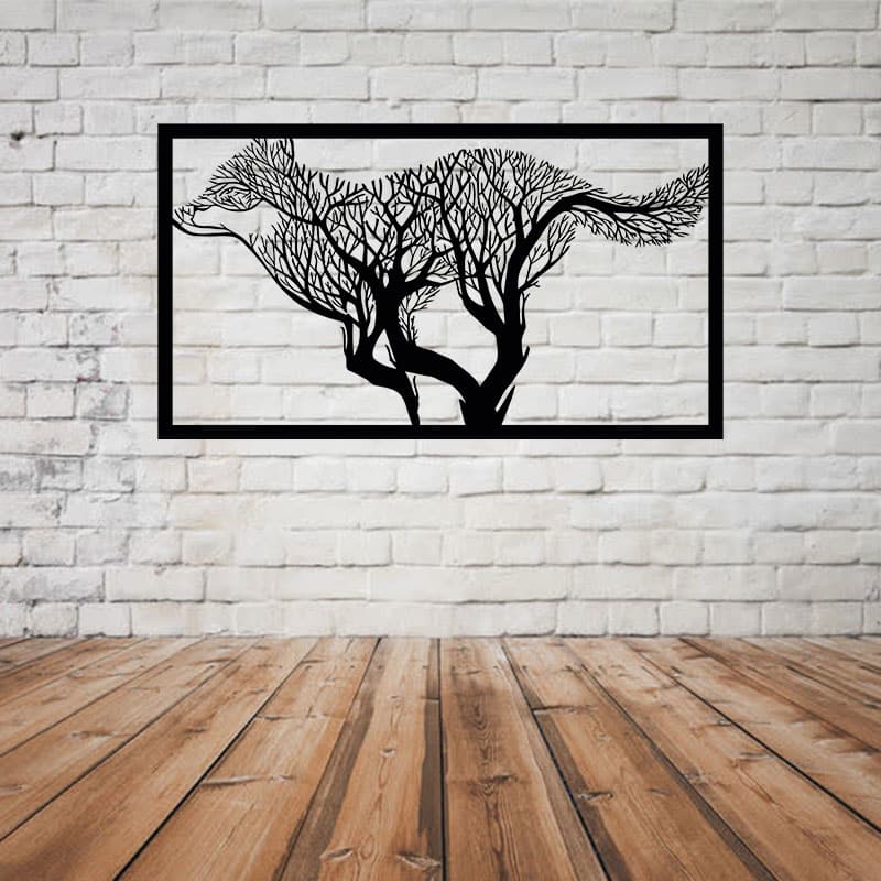 Loup arbre de vie en métal noir
