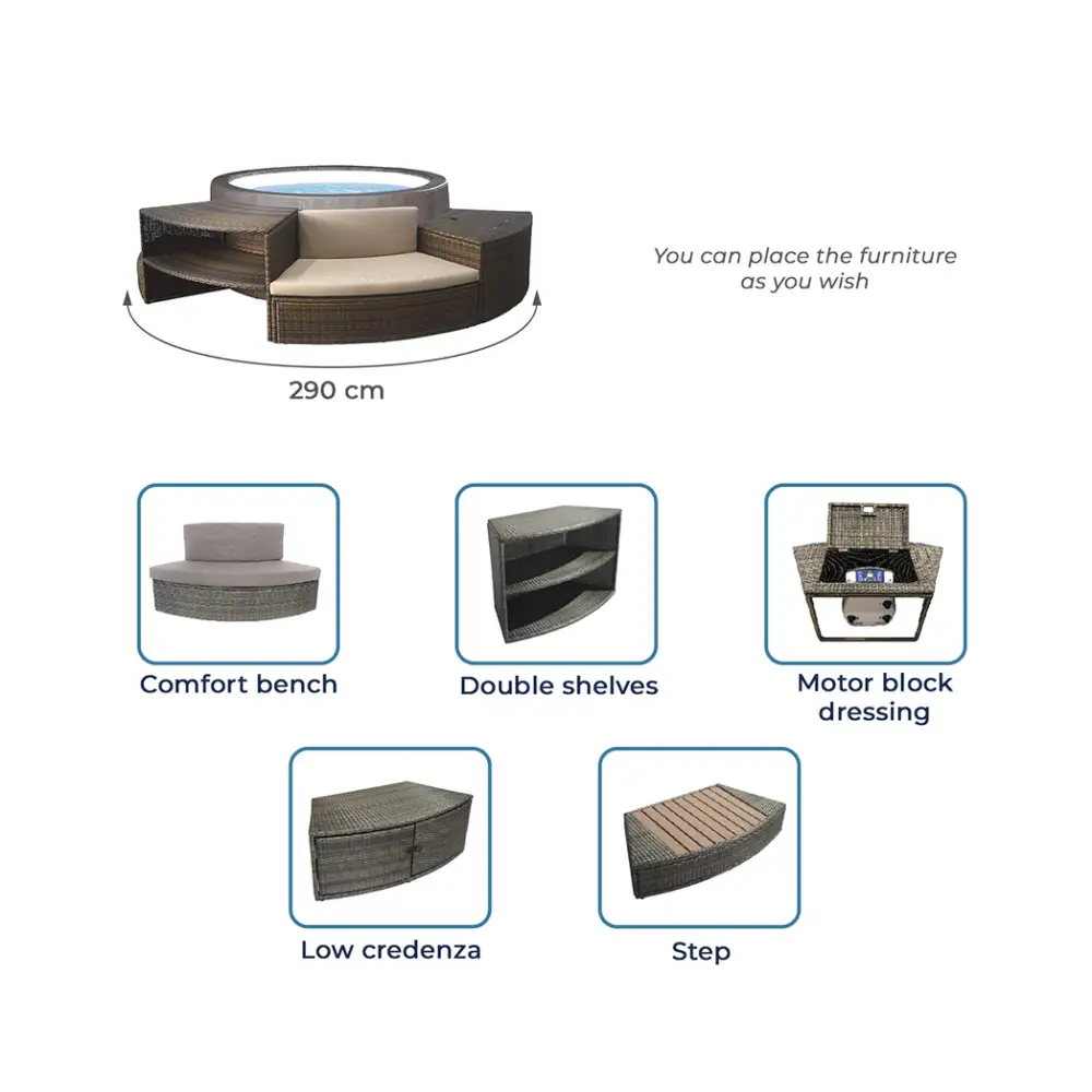 Spa semi-rigide Netspa VITA PREMIUM 6 personnes avec mobilier  123spa