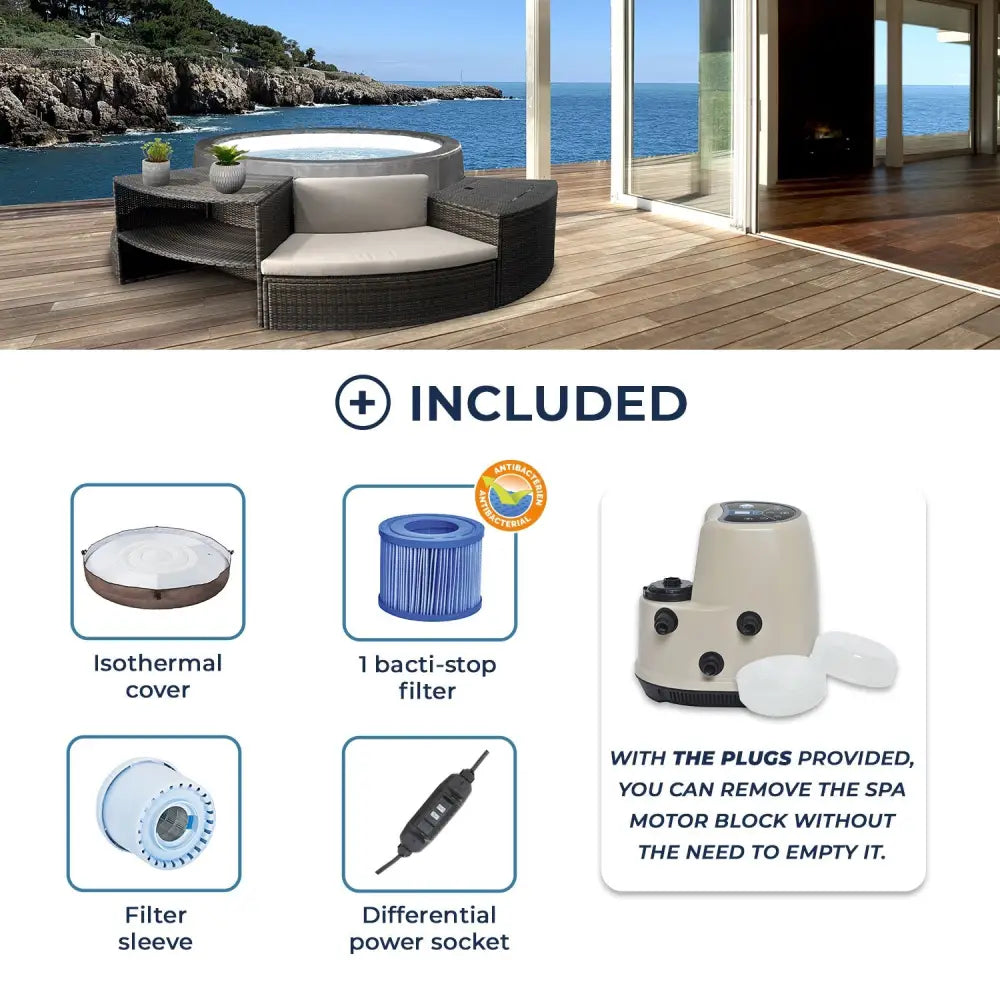 Spa semi-rigide Netspa VITA PREMIUM 6 personnes avec mobilier  123spa